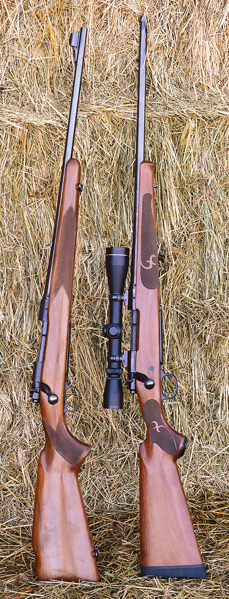 The pre-’64 Model 70 Featherweight (left) was a popular rifle; however, the post-’64 Model 70 Classic Featherweight (right) featured a stylish classic stock with custom style cut-checkering and has enjoyed huge popularity.